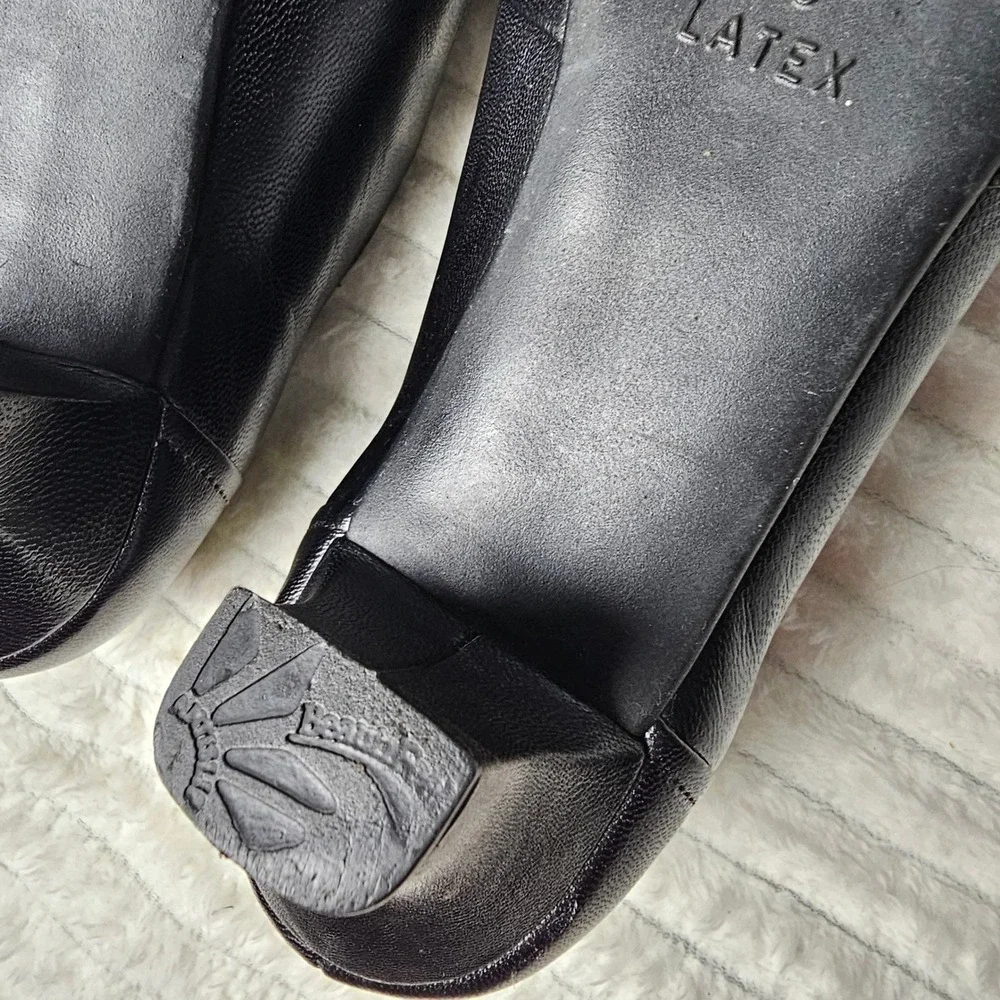 BeautiFeel Black Leather‎ Slip On Kitten Heel Pumps Shoes Office Career Luxury